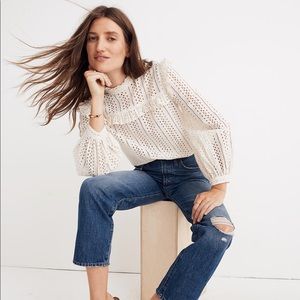 Madewell Classic Straight Jeans Knee Rip Edition